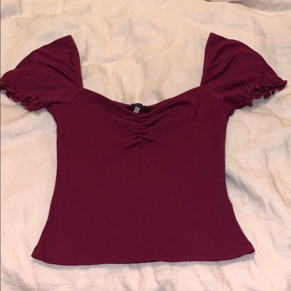 Maroon Fitted Short Sleeve Top